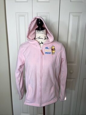 Ladies Disney Winnie the Pooh Pink Fleece Zip Up Hoodie Oh Bee Nice Vintage